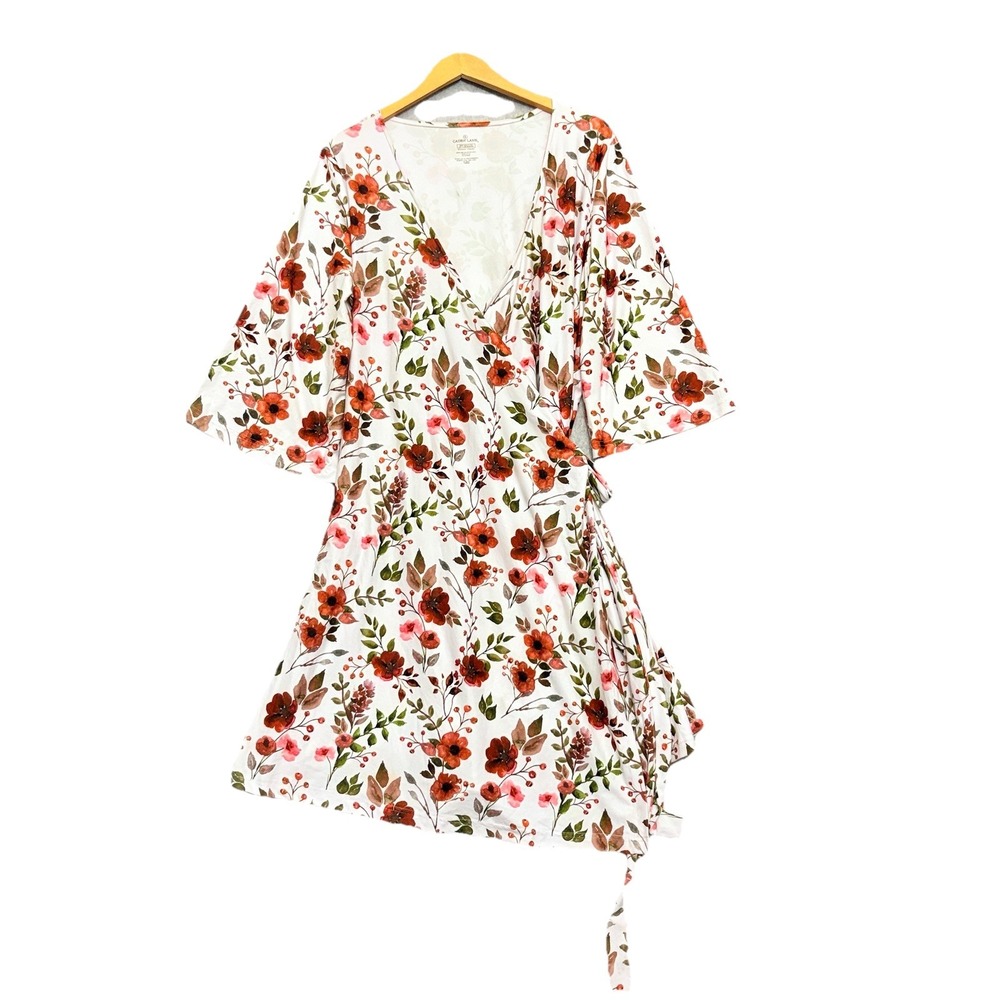 Caden Lane Wrap Dress Womens Large Adjustable Floral Tie Belted V Neck Stretch